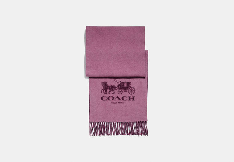 COACH®,HORSE AND CARRIAGE CASHMERE MUFFLER,cashmere,Rose/Plum,Front View
