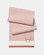 COACH®,CHARM KNIT SCARF,wool,Chalk/Dusty Rose,Front View