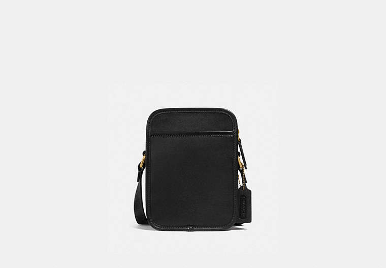 COACH®,ZIP CAMERA BAG,Leather,Mini,Brass/Black,Front View