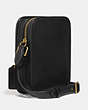 COACH®,ZIP CAMERA BAG,Leather,Mini,Brass/Black,Angle View