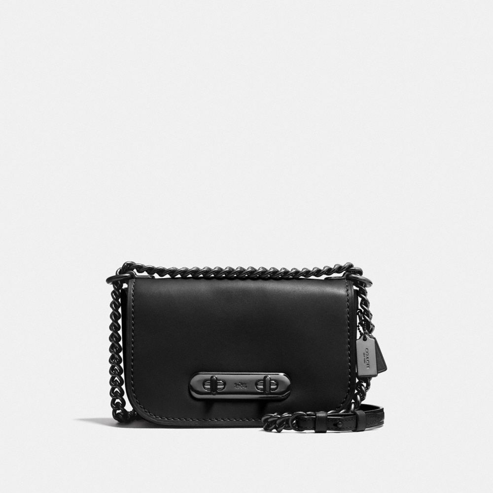 COACH®,COACH SWAGGER SHOULDER BAG 20,Leather,Black/Oxblood/Dark Gunmetal,Front View