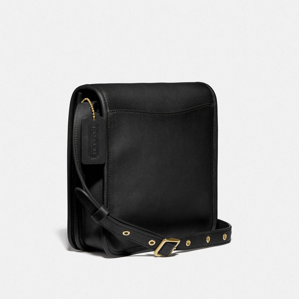 COACH®,TURNLOCK CROSSBODY,Leather,Small,Brass/Black,Angle View