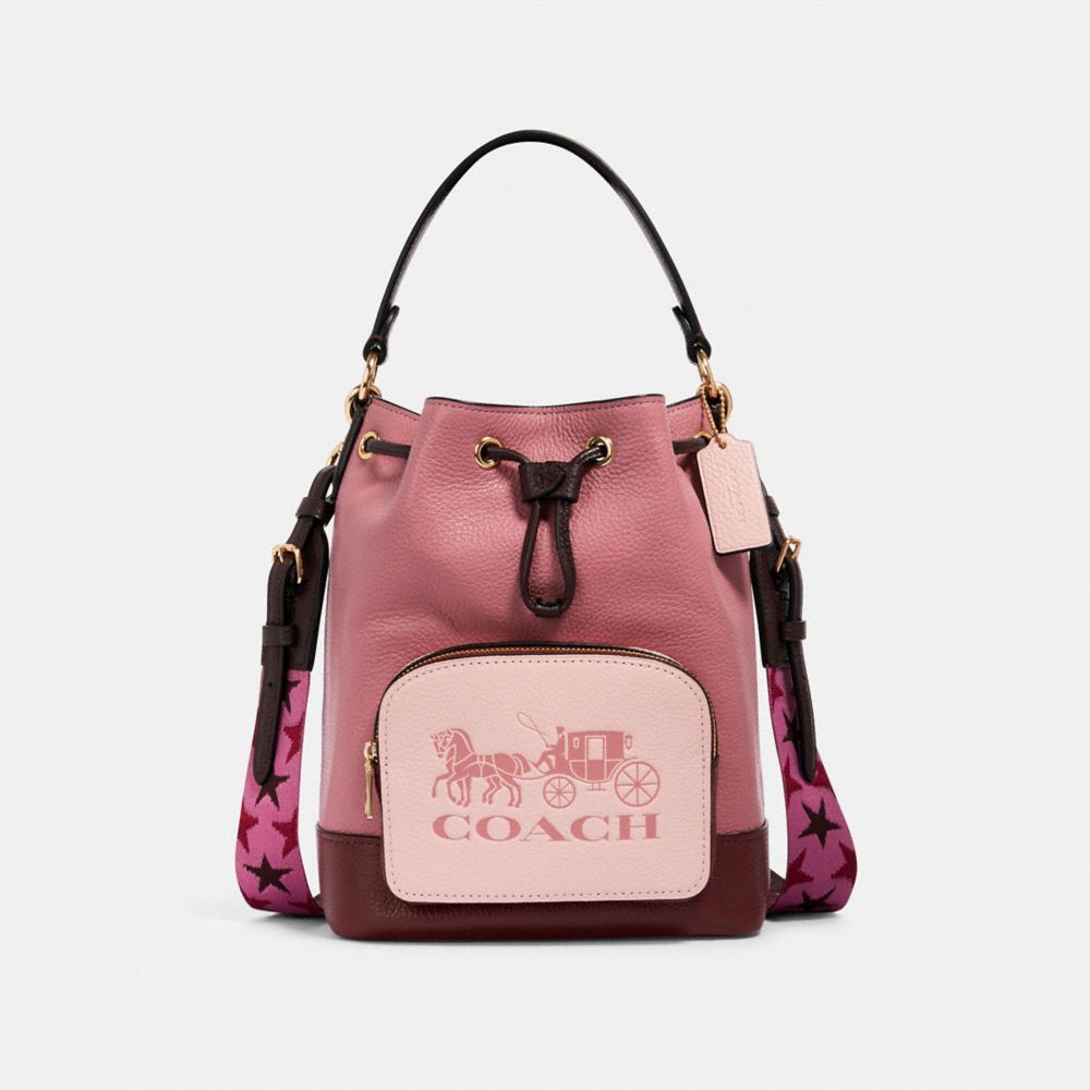 COACH® Outlet | Jes Drawstring Bucket Bag In Colorblock With Horse