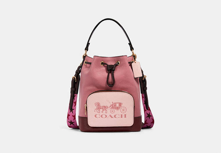 Jes Drawstring Bucket Bag In Colorblock With Horse And Carriage