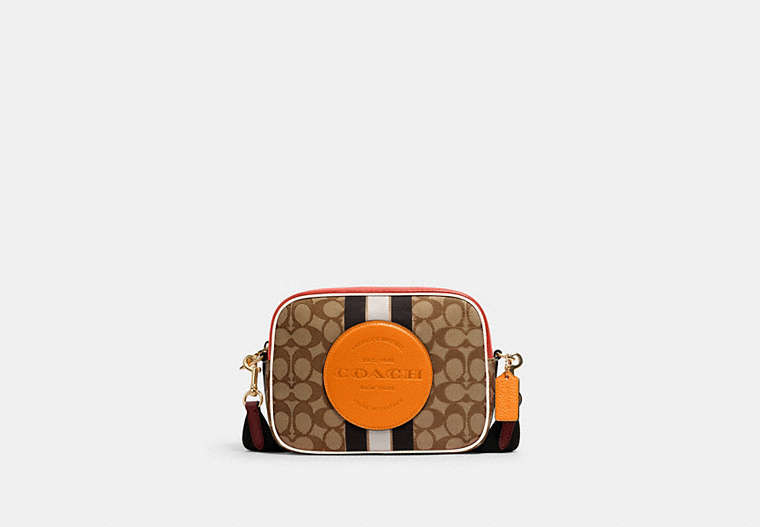Dempsey Camera Bag In Signature Jacquard With Stripe And Coach Patch