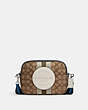 COACH®,DEMPSEY CAMERA BAG IN SIGNATURE JACQUARD WITH STRIPE AND COACH PATCH,cotton,Medium,Silver/Khaki Clk Pale Green Multi,Front View
