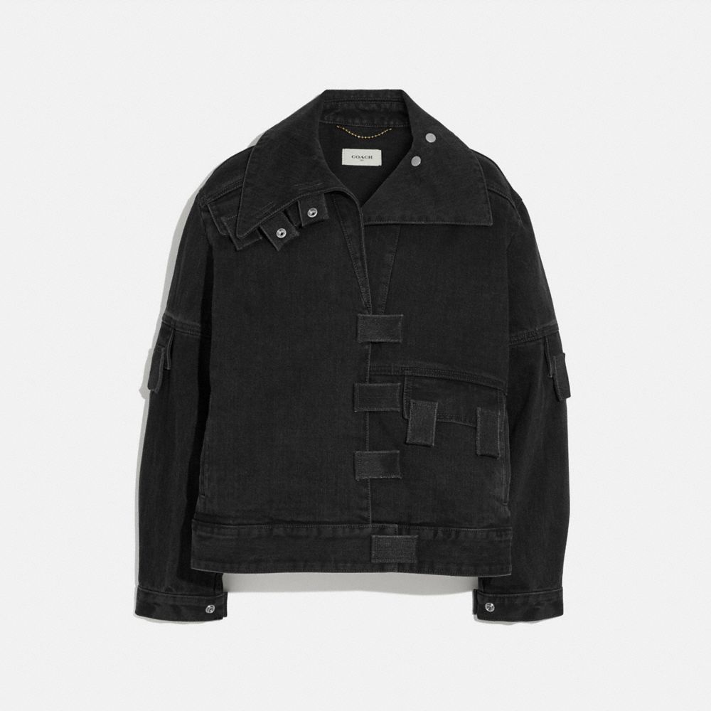 COACH®,MULTI TAB DENIM JACKET,Denim,Black,Front View