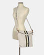 COACH®,ABBY SHOULDER BAG WITH VARSITY STRIPE,Leather,Silver/Chalk Pale Green Multi,Alternate View