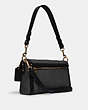 COACH®,JADE SHOULDER BAG,Leather,Gold/Black,Angle View
