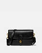 COACH®,TURNLOCK TAB MESSENGER,Leather,Mini,Brass/Black,Front View