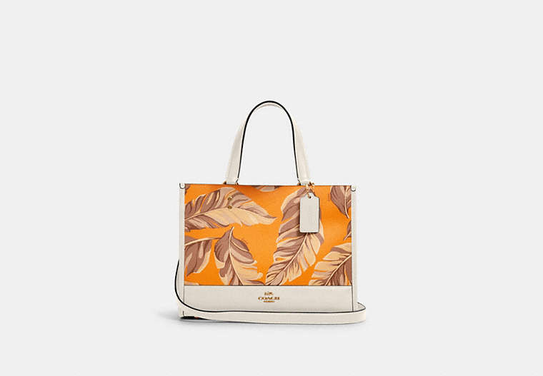 COACH®,DEMPSEY CARRYALL WITH BANANA LEAVES PRINT,pvc,Small,Gold/Redwood Sunbeam Multi,Front View