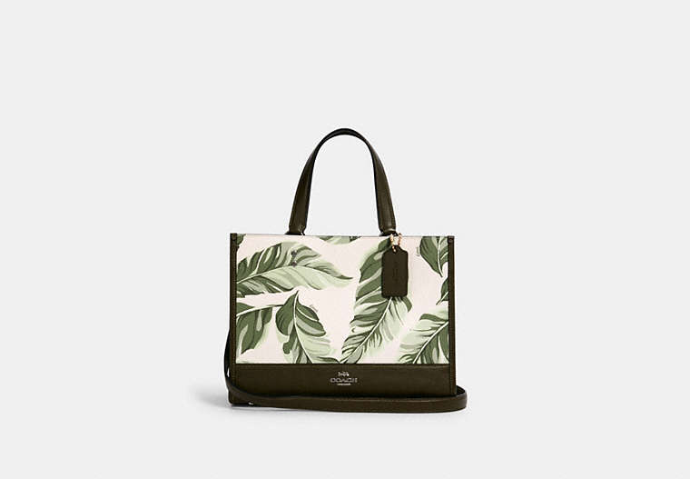 COACH®,DEMPSEY CARRYALL WITH BANANA LEAVES PRINT,pvc,Small,Silver/Cargo Green Chalk Multi,Front View