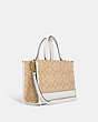 COACH®,DEMPSEY CARRYALL IN SIGNATURE CANVAS,pvc,Large,Gold/Light Khaki Chalk,Angle View