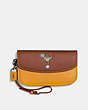 COACH®,CLUTCH WITH EMBOSSED SPACE REXY,Leather,LH/1941 Saddle Multi,Front View