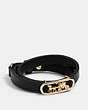 COACH®,HORSE AND CARRIAGE CUT OUT BRACELET,Leather,Gold/Black,Front View