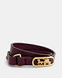 COACH®,HORSE AND CARRIAGE CUT OUT BRACELET,Leather,Gold/Deep Berry,Front View