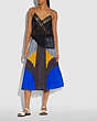 COACH®,MIX PLEATED SKIRT,mixedmaterial,Black/Blue/Grey/Yellow,Scale View