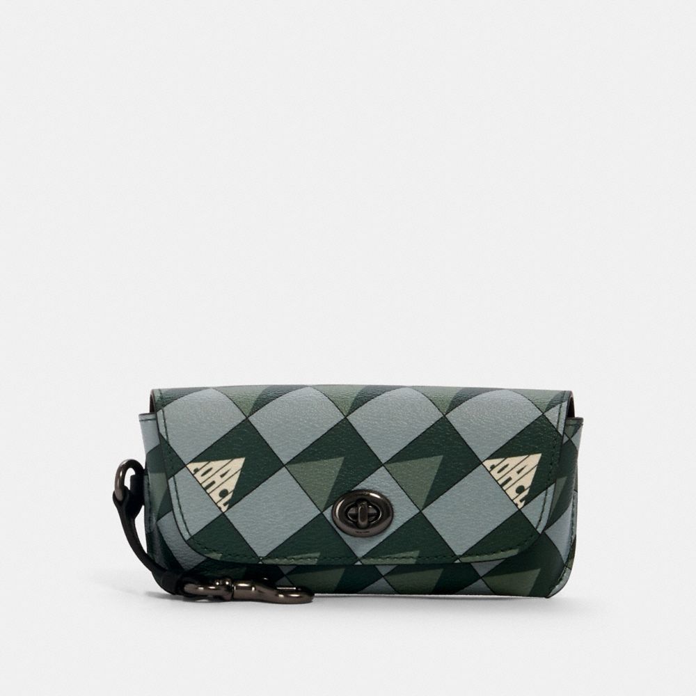 Sunglass Case With Check Geo Print