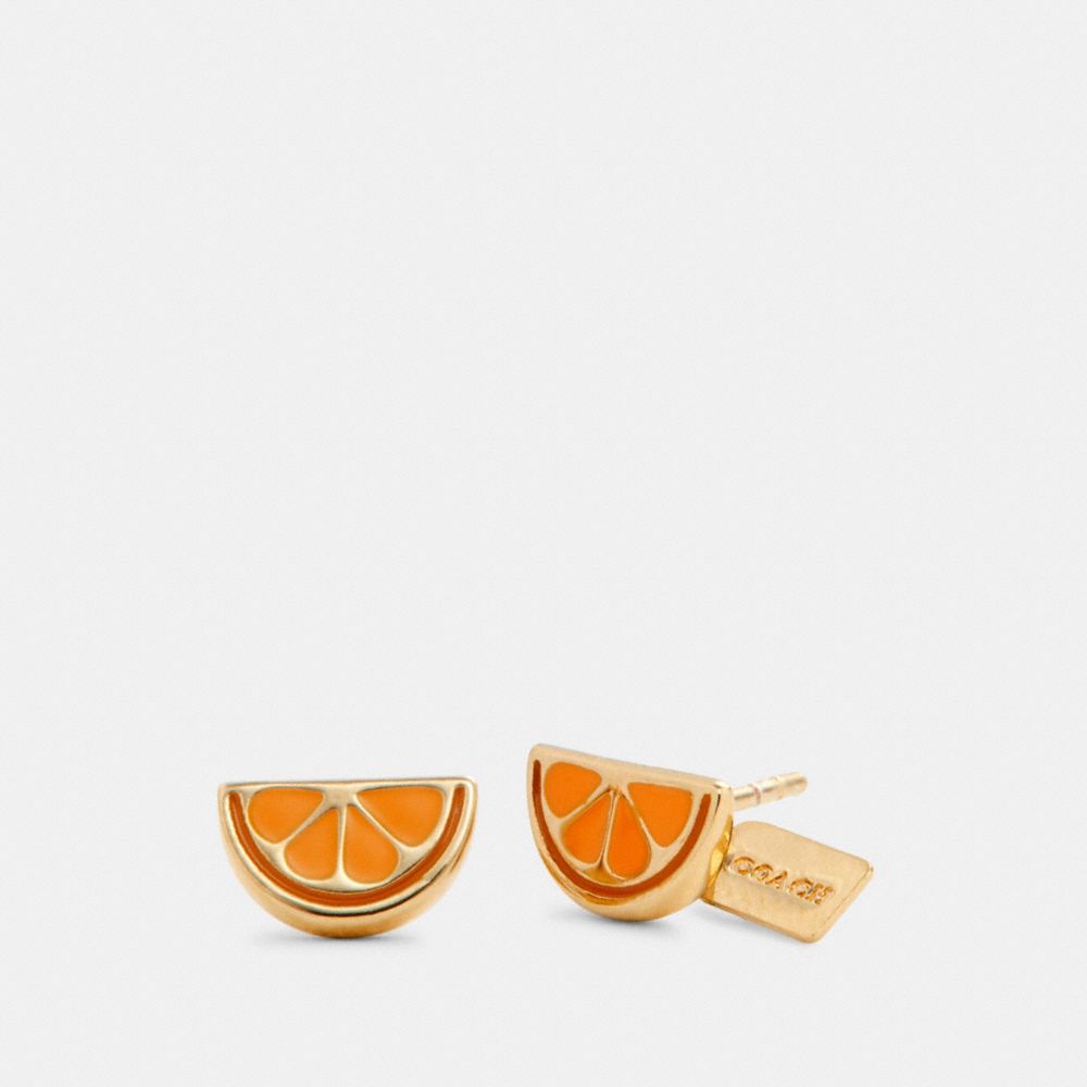 Coach orange store slice earrings