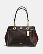 COACH®,TURNLOCK EDIE CARRYALL,Leather,Large,Light Gold/Chestnut,Front View