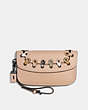 COACH®,CLUTCH WITH SNAKESKIN COACH LINK DETAIL,Leather,Black Copper/Beechwood,Front View