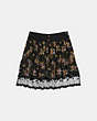 COACH®,PRAIRIE DOG ROSE TIERED SKIRT,Mixed Material,Black,Front View