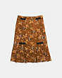 COACH®,PRAIRIE DOG ROSE SKIRT,Mixed Material,BROWN MULTICOLOR,Front View