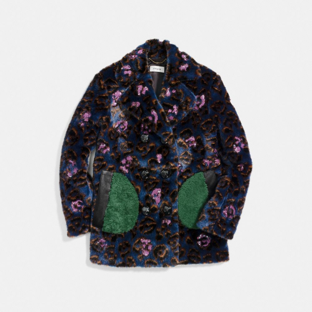 Camo Print Faux Fur Coat