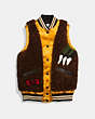 COACH®,REXY SHEARLING VARSITY VEST,Shearling,Deep Clementine,Scale View