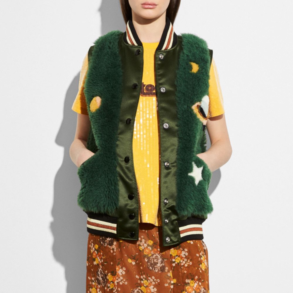 Prairie Dog Shearling Varsity Vest