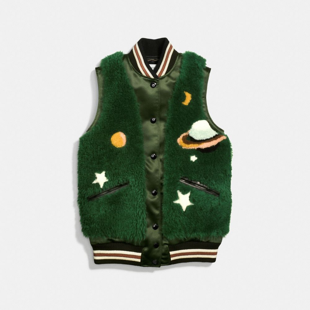 Prairie Dog Shearling Varsity Vest