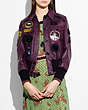 COACH®,LEATHER JACKET WITH PATCHES,Leather,Plum,Scale View
