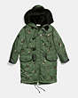 COACH®,EMBELLISHED PARKA,Nylon,GREEN,Front View