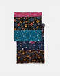 COACH®,MIXED FLORAL PRINT OBLONG SCARF,Modal/Linen,Black/Pink,Front View