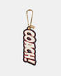 COACH®,COMIC COACH SCRIPT HANGTAG,Leather,Gold/Midnight Navy/Chalk,Front View