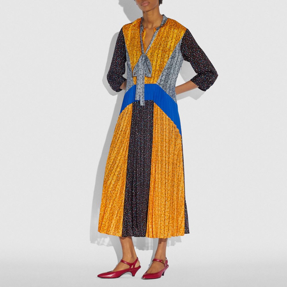 COACH®,Pleated Tie Dress,,Scale View