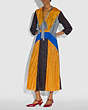 COACH®,PLEATED TIE DRESS,mixedmaterial,Blue/Black/Yellow,Scale View