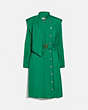 COACH®,ARCHITECTURAL DRAPE BELTED DRESS,Silk,GREEN,Front View