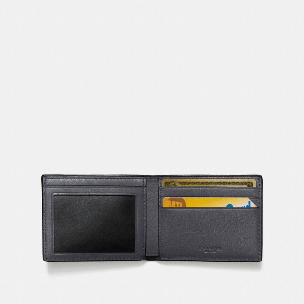 COACH®,PORTEFEUILLE D'IDENTIFICATION FIN,Cuir,Graphite,Inside View,Top View