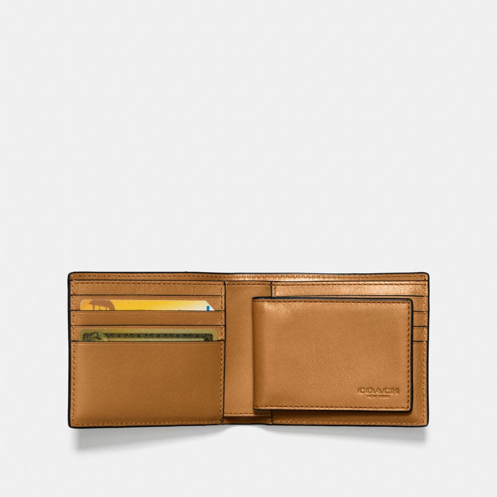 COACH®,3-IN-1 WALLET,Leather,CARAMEL,Inside View,Top View