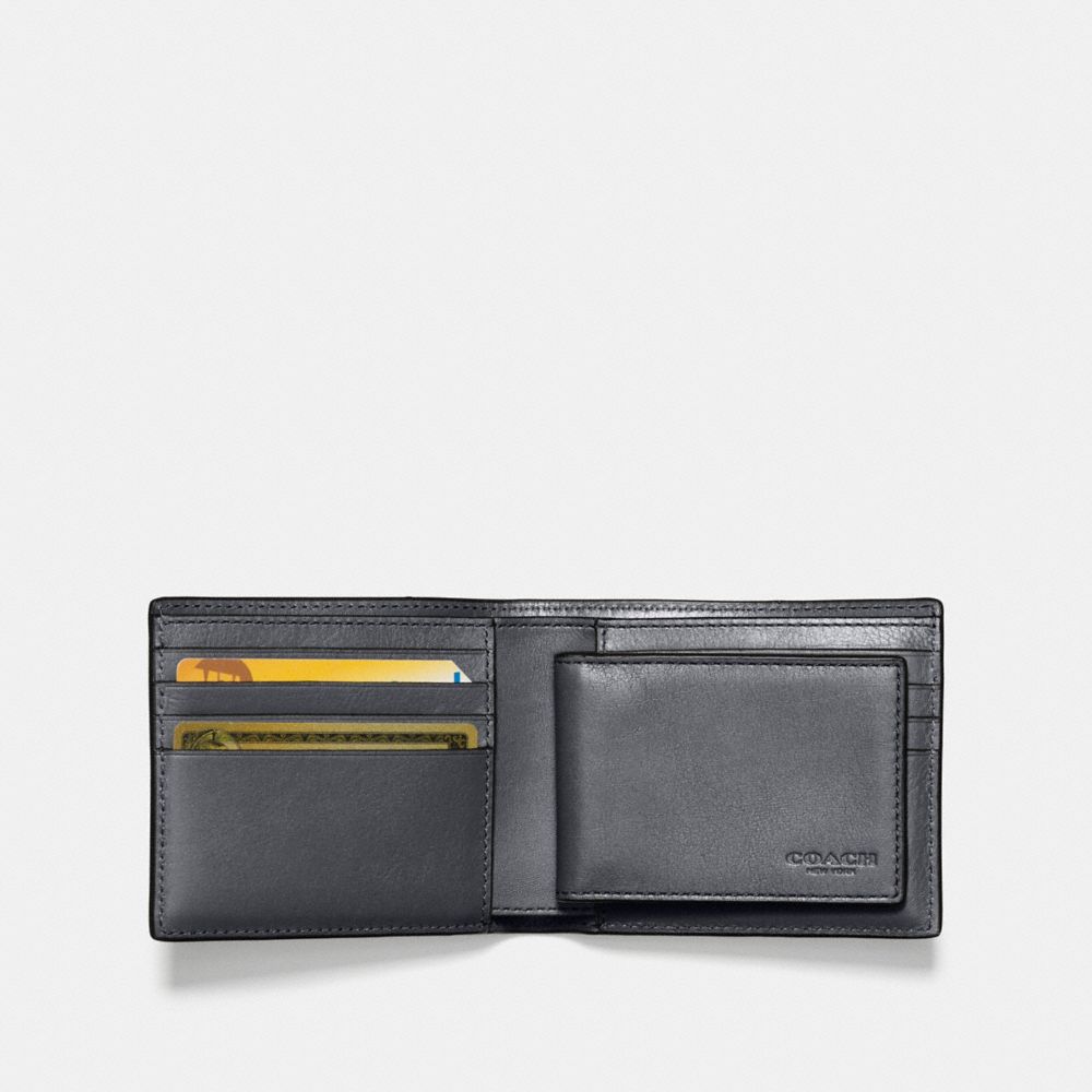 COACH®,3-IN-1 WALLET,Leather,GRAPHITE,Inside View,Top View