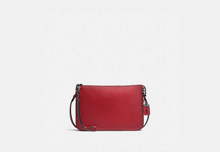 COACH®,SOHO CROSSBODY,Leather,Mini,Black Copper/Washed Red,Front View
