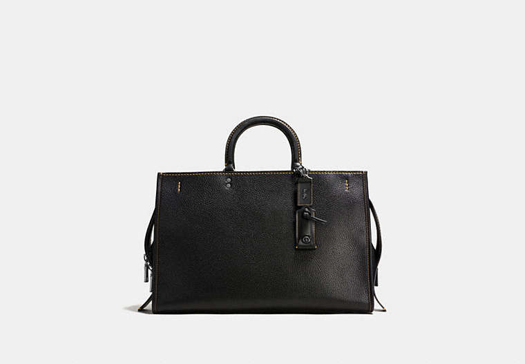 COACH®,ROGUE BAG 39,Leather,X-Large,Black Copper/Black,Front View