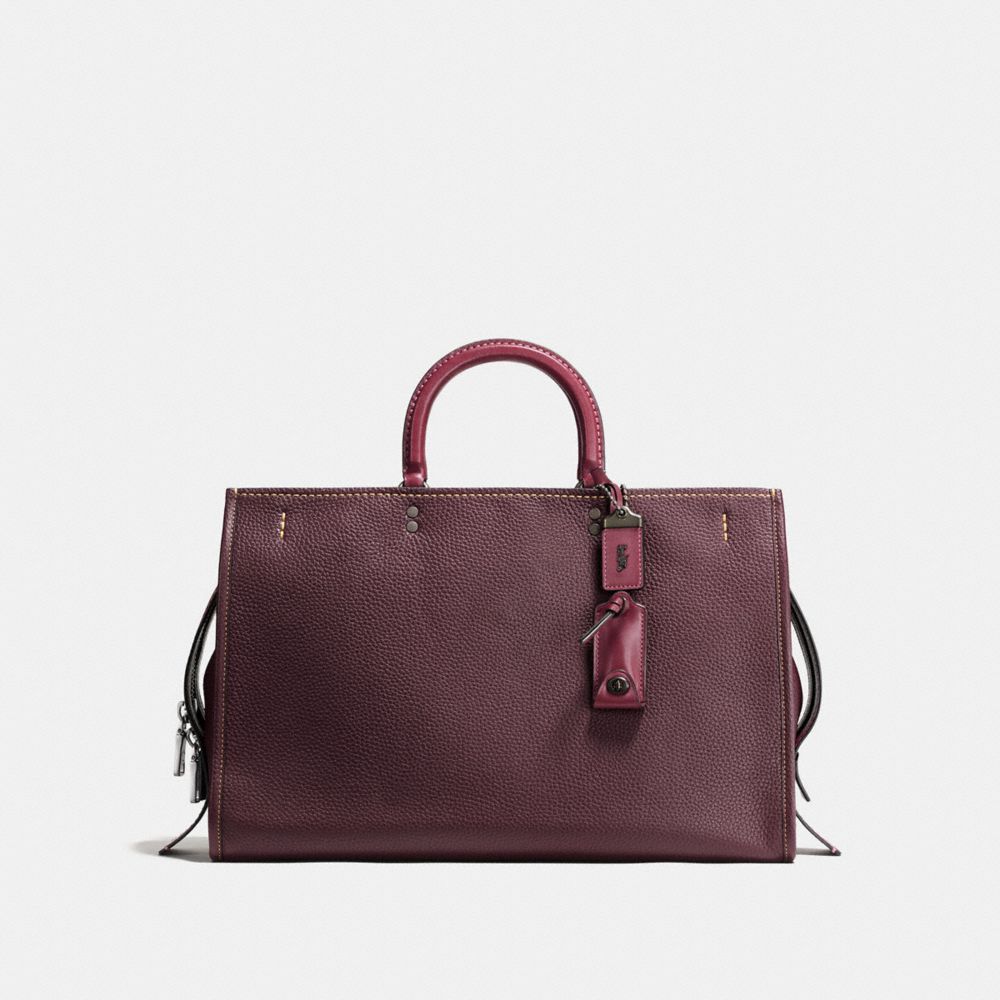 COACH®,ROGUE BAG 39,Leather,X-Large,Black Copper/Oxblood,Front View image number 0