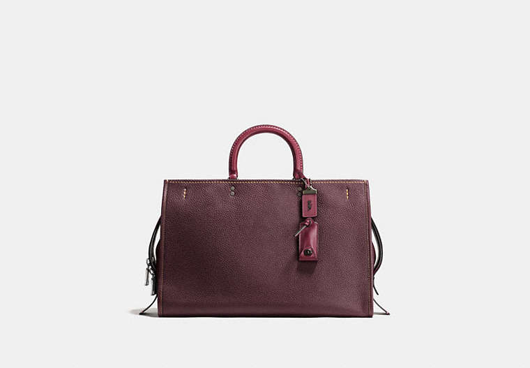 COACH®,ROGUE BAG 39,Leather,X-Large,Black Copper/Oxblood,Front View