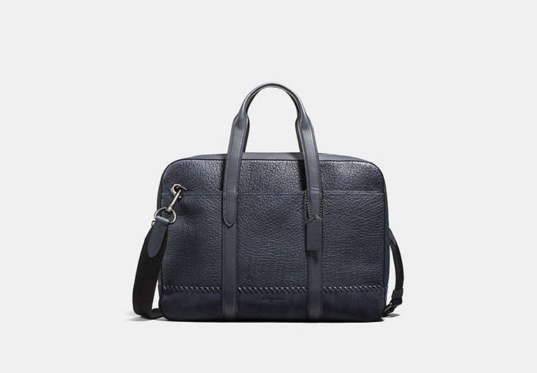 COACH®,METROPOLITAN SOFT BRIEF WITH BASEBALL STITCH,Leather,Large,Black Antique Nickel/Midnight Navy,Front View