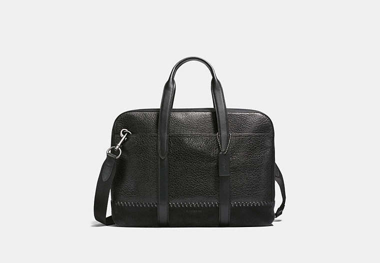 COACH®,METROPOLITAN SOFT BRIEF WITH BASEBALL STITCH,Leather,Large,Black Antique Nickel/Black,Front View