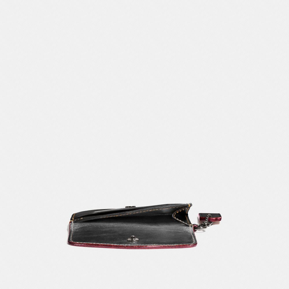 COACH®,CARD POUCH,Leather,Mini,Gunmetal/Black,Inside View,Top View