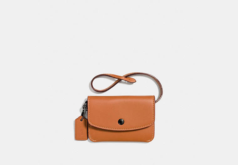 COACH®,CARD POUCH,Leather,Mini,DK/Gifting Orange,Front View