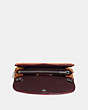 COACH®,DOUBLE POUCH WITH COACH LINK STRAP,Leather,Dark Gunmetal/Light Saddle,Inside View,Top View